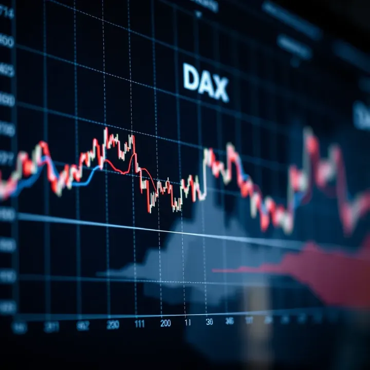Line graph showing upward and downward trends of the DAX share market index over time