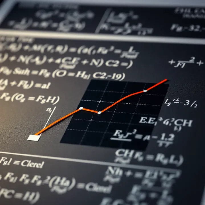 Mathematical and Scientific Derivation in Engineering Graph depicting the mathematical derivation of a function alongside scientific formulas used in engineering applications