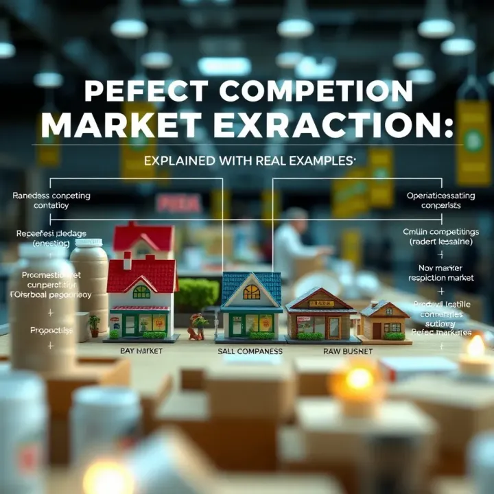 Perfect Competition Market Structure Explained Diagram illustrating characteristics of perfect competition with multiple small businesses in an open market