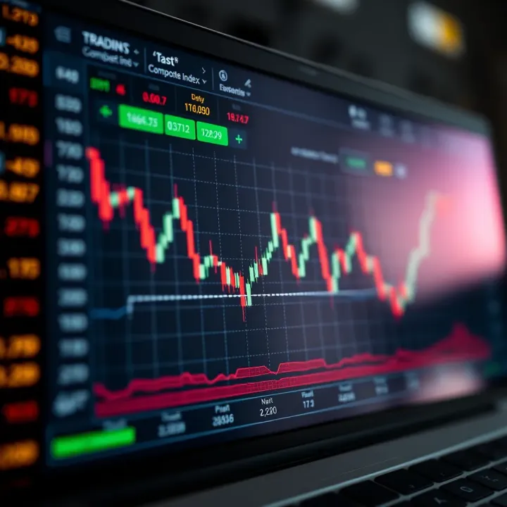 Graph showing fluctuations in the Europe Composite Index on a digital trading platform