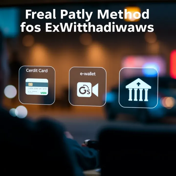 Illustration showing various payment methods icons like credit card, e-wallet, and bank transfer representing withdrawal options on Expert Option