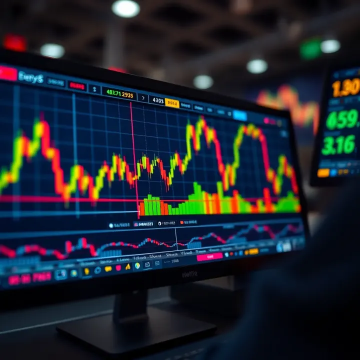 Illustration of risk-free currency trading with virtual money on a digital screen