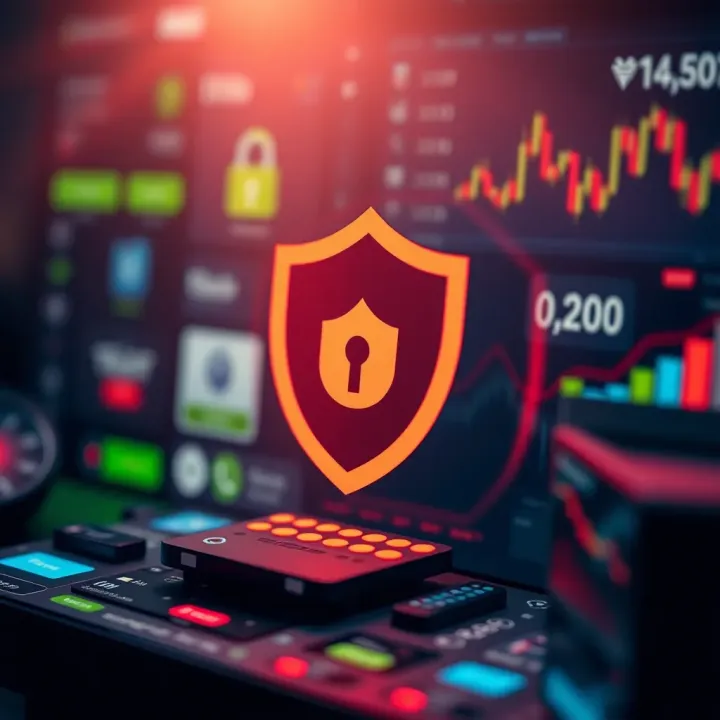 Visual representation of secure online financial transactions with protective shield symbol