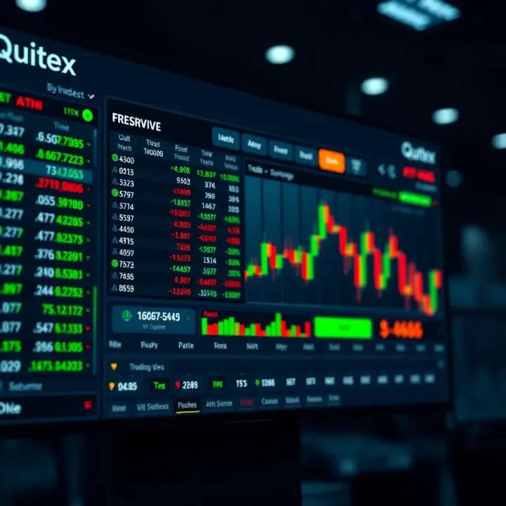 Overview of Quotex platform interface displaying trading options and market data