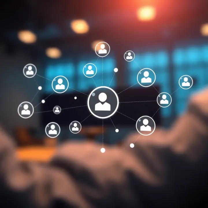 Illustration of digital referral network showing connections between users and rewards