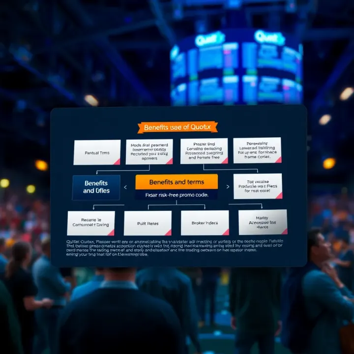 Diagram illustrating benefits and terms associated with Quotex's risk-free promo code