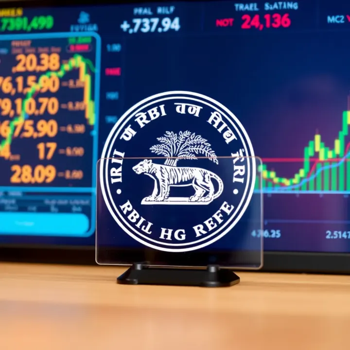 Secure digital interface displaying currency exchange rates with RBI emblem