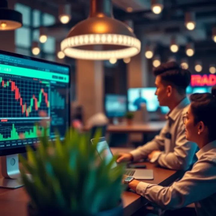Social Trading Features on TradingView Platform for Collaborative Market Analysis Illustration of social trading features on TradingView platform showing traders sharing insights and strategies